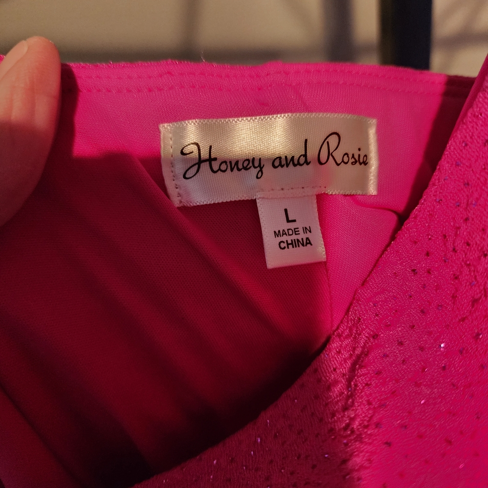 Honey and Rosie Bright Pink Dress One Shoulder